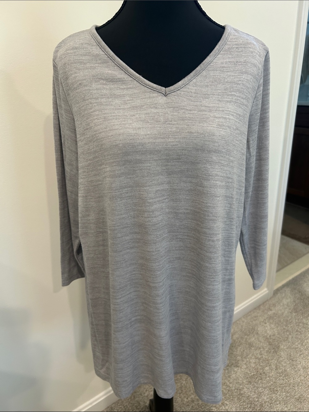 Lands' End Light Gray V-Neck Tunic Top